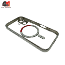 Чехол Iphone 16 силиконовый с MagSafe, серебристого цвета, J-Case
