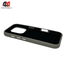 Чехол для Iphone 16 Pro Leather Case, Labubu, серого цвета