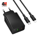 Сетевой адаптер + кабель Borofone BAS76A, Type-C To Lightning, 30W, черный
