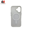 Чехол для Iphone 16 пластиковый с MagSafe, белого цвета, Pixels