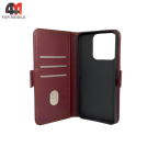 Чехол-книга для Honor X5B 4G/X5B Plus 4G/X6C шов, бордового цвета, Case