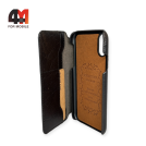 Чехол книга Iphone XR кожа, черного цвета
