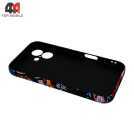 Чехол для Iphone 16 силиконовый, 030 черно-голубой, Luxo