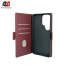 Чехол-книга для Samsung S26 Ultra шов, бордового цвета, Case