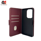 Чехол-книга для Xiaomi Poco M6 Pro 4G/Redmi Note 13 Pro 4G/Redmi Note 14S шов, бордового цвета, Case