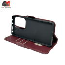 Чехол-книга для Xiaomi Poco M6 Pro 4G/Redmi Note 13 Pro 4G/Redmi Note 14S шов, бордового цвета, Case