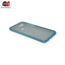 Чехол для телефона Huawei Y9 2018 силиконовый с блестками голубого цвета