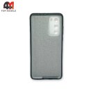 Чехол для телефона Huawei P40 силиконовый с блестками, черного цвета