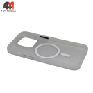 Чехол для iPhone 15 пластиковый с MagSafe, белого цвета, Pixels