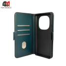 Чехол-книга для Xiaomi Redmi Note 14 Pro 4G шов, зеленого цвета, Case