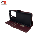 Чехол-книга для Xiaomi Poco M7 Pro 5G шов, бордового цвета, Case