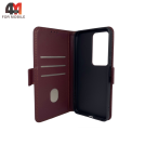 Чехол-книга для Xiaomi Redmi 15 шов, бордового цвета, Case