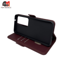 Чехол-книга для Xiaomi Redmi 15 шов, бордового цвета, Case