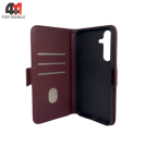 Чехол-книга для Samsung S25 FE шов, бордового цвета, Case