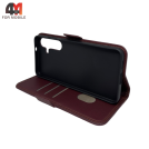 Чехол-книга для Samsung S25 FE шов, бордового цвета, Case