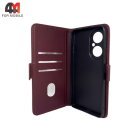 Чехол-книга для Huawei Nova Y73 шов, бордового цвета, Case