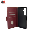 Чехол-книга для Samsung S26 шов, бордового цвета, Case