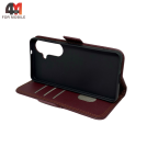 Чехол-книга для Samsung S26 шов, бордового цвета, Case