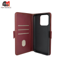Чехол-книга для Xiaomi Poco C40/Redmi 10C шов, бордового цвета, Case