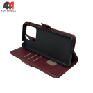 Чехол-книга для Xiaomi Poco C40/Redmi 10C шов, бордового цвета, Case