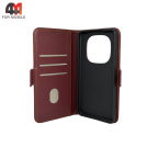 Чехол-книга для Xiaomi Redmi Note 15 шов, бордового цвета, Case
