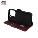 Чехол-книга для Xiaomi Mi 15T шов, бордового цвета, Case
