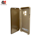 Чехол-книга для Samsung S9 clear view cover, золотого цвета
