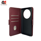Чехол-книга для Honor X9B шов, бордового цвета, Case