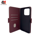 Чехол-книга для Honor X7D шов, бордового цвета, Case