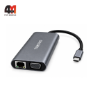 Разветвитель HUB TIMOVO, Type-C To Type-C/4USB/SD/Micro SD/HDMI/LAN/3.5mm/VGA, черный