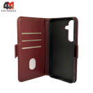 Чехол-книга для Samsung S25 шов, бордового цвета, Case