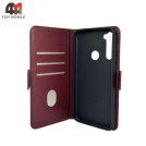 Чехол-книга для Xiaomi Redmi Note 8 шов, бордового цвета, Case