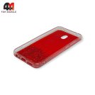 Чехол для Xiaomi Redmi 8A силиконовый, глиттер звезды, красного цвета
