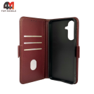 Чехол-книга для Samsung A56 шов, бордового цвета, Case