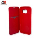 Чехол-книга для Samsung S7 Edge, бок, красного цвета