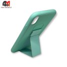 Чехол Iphone XR силиконовый с магнитной подставкой, мятного цвета