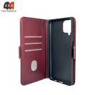 Чехол-книга для Samsung A12/M12 шов, бордового цвета, Case