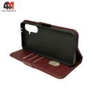 Чехол-книга для Samsung A36 шов, бордового цвета, Case