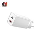 Baseus Сетевой адаптер CCGAN2L-B02, USB+USB-C, 65W, белый