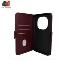 Чехол-книга для Xiaomi Redmi Note 15 Pro Plus шов, бордового цвета, Case