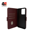 Чехол-книга для Xiaomi Redmi Note 12 4G шов, бордового цвета, Case