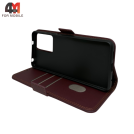 Чехол-книга для Xiaomi Redmi Note 12 4G шов, бордового цвета, Case