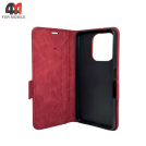 Чехол-книга для Xiaomi Redmi Note 13 4G бордового цвета, Case
