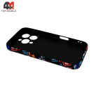Чехол для Iphone 16 Pro Max силиконовый, 030 черно-голубой, Luxo