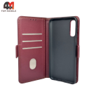 Чехол-книга для Samsung A50/A30s/A50s шов, бордового цвета, Case