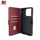 Чехол-книга для Huawei Honor X7C шов, бордового цвета, Case
