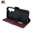Чехол-книга для Samsung S25 шов, бордового цвета, Case