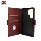Чехол-книга для Samsung S25 Ultra шов, бордового цвета, Case