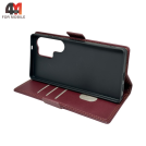 Чехол-книга для Samsung S25 Ultra шов, бордового цвета, Case