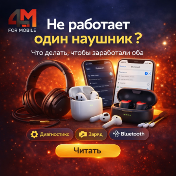 Не работает один наушник